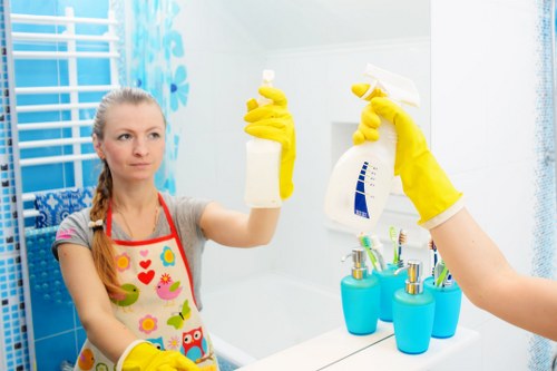 Carpet cleaning team preparing equipment safely before work