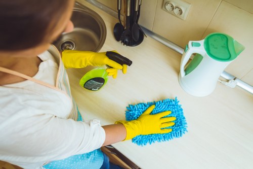 Stain treatment on a mattress during cleaning