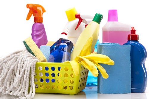 Insured carpet cleaning service working carefully in a home